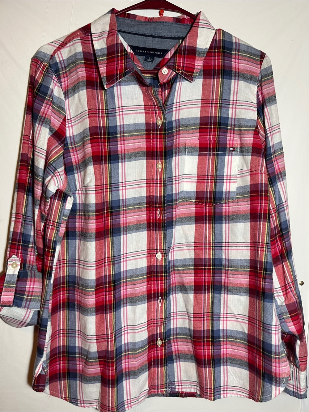 Tommy Hilfiger Red, White & Blue Plaid Button-Down Shirt